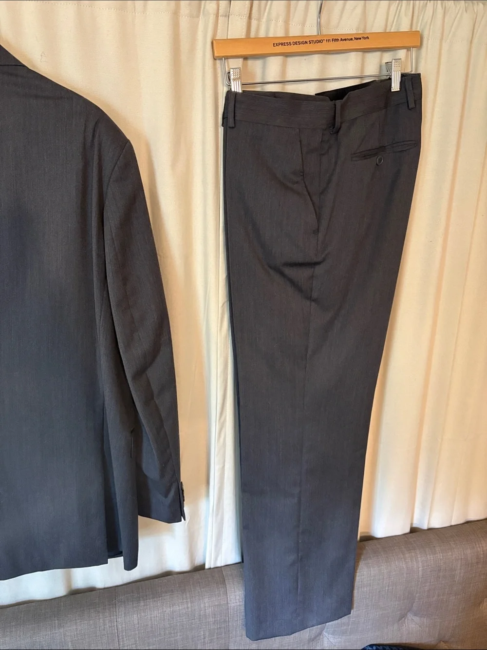 Express Men's Charcoal Gray Two-Piece Suit - Jacket & Pants